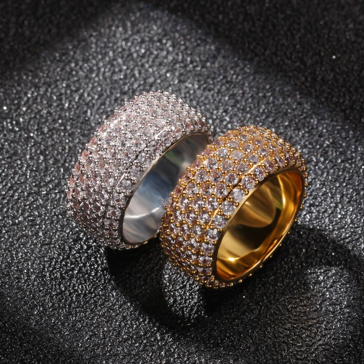 

Fashion Style CZ Diamond 14K Gold Plated Zircon Hip Hop Fashion Couple Ring Jewelry