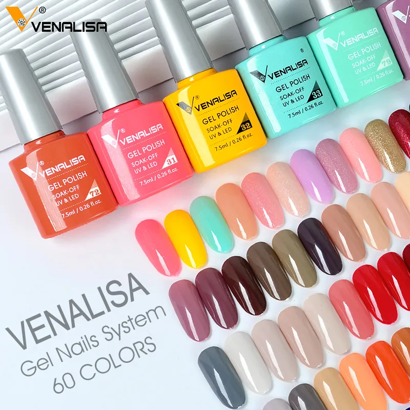 

Wholesale Venalisa 7.5ML Soak Off UV Gel Nail Gel Polish Cosmetics Nail Art Manicure Nail Polish Semi Permanent LED Gel Varnish, 60 colors #31-#90