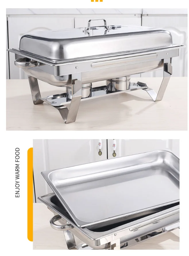 Indian Chafing Dish With Fuel Burner,Rectangle Stainless Steel Chaffing