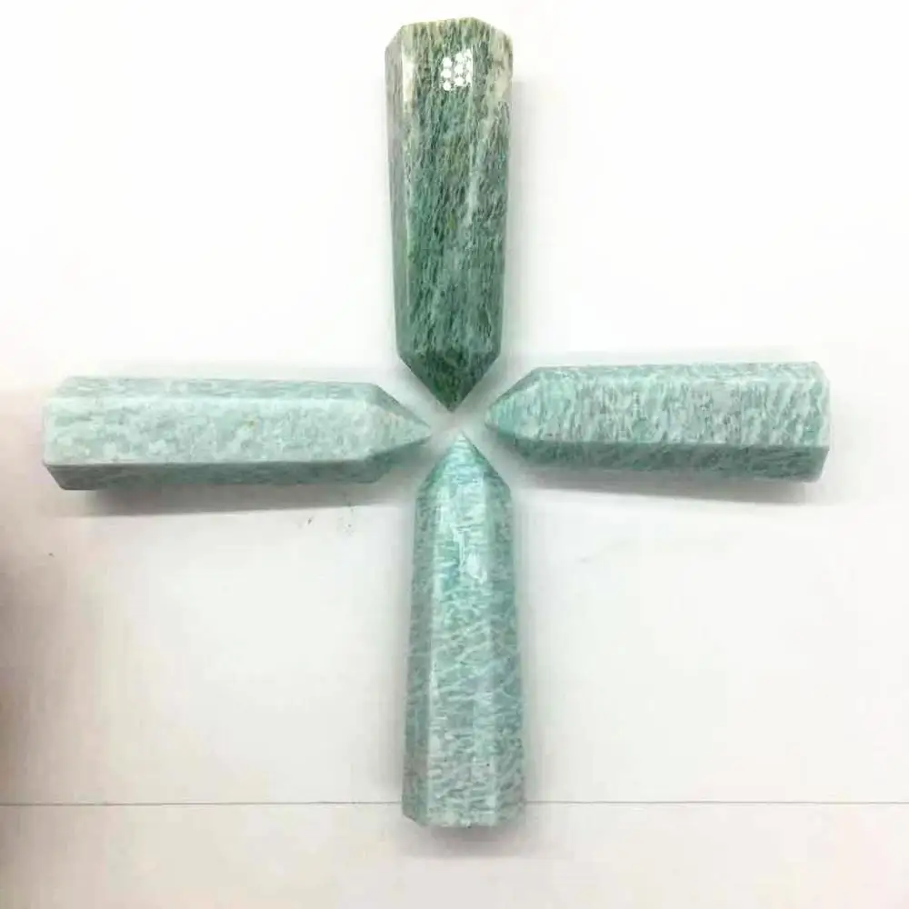 

Natural Healing Quartz Point Amazonite Crystal Wand Amazon Stone Prism for Feng Shui Ornaments