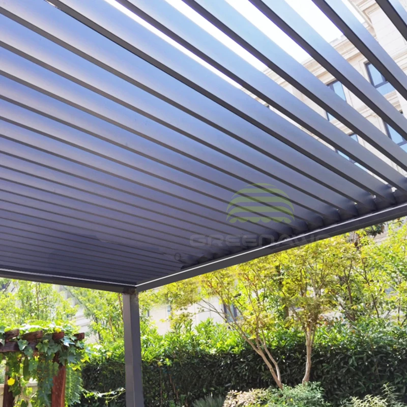 

Waterproof Motorized Aluminium Pergola Louver Gazebo With Electric Retractable Side Screen