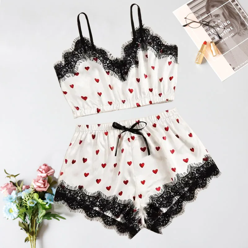 2019 New Lovely Soft Stain Lingerie Pajamas Set For Lounge Wear