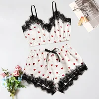 

2019 New Lovely Soft Stain Lingerie Pajamas Set For Lounge Wear