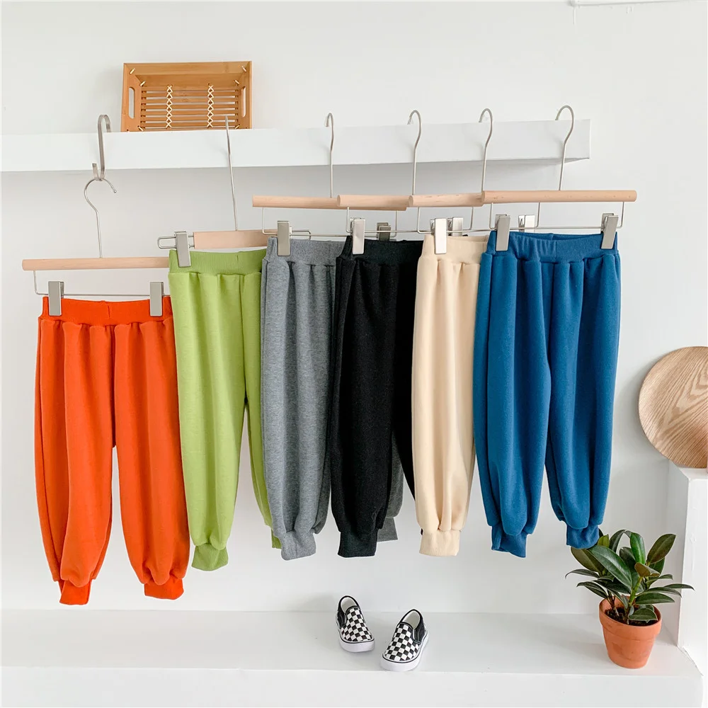 

children fleece sweatpants girls boys thickened pants kids cotton trouser