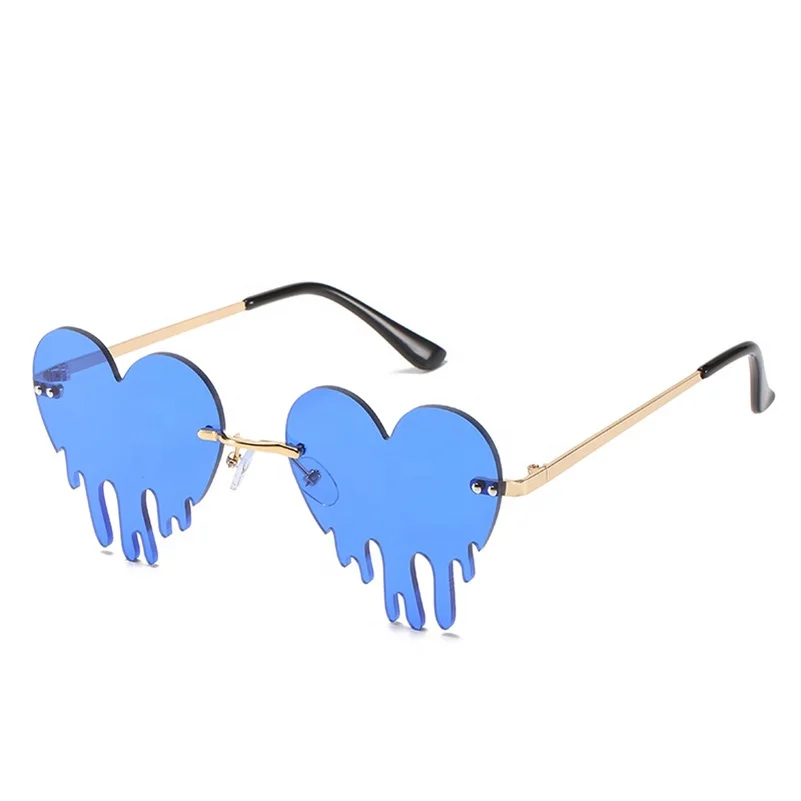 

The Latest Fashion Love Tears Sunglasses Funny Prom Rimless Multicolor Female 2021 Sunglasses