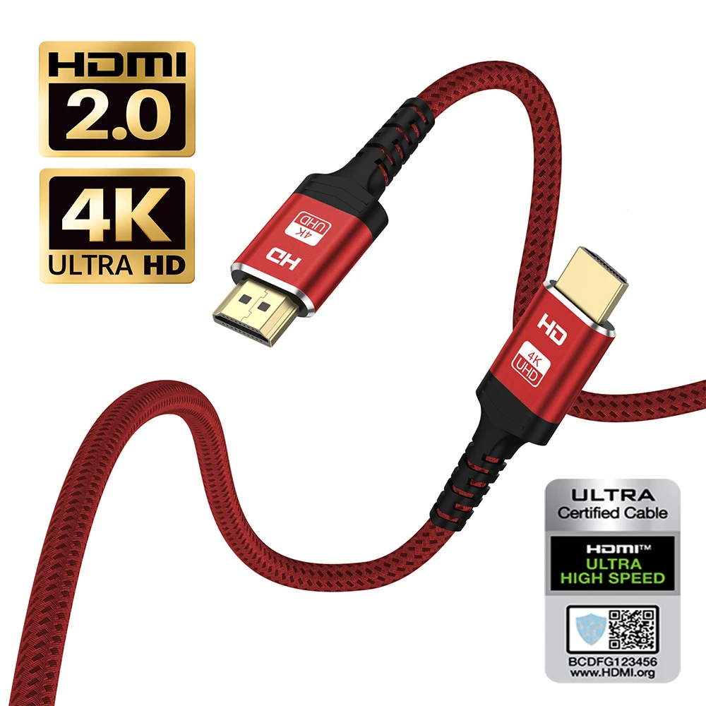 

2M Ready to Ship Gold Plated Certified HDMI 2.0 Version High Speed 48Gbps Support Dynamic HDR 4K 60Hz Resolution HDMI Cable