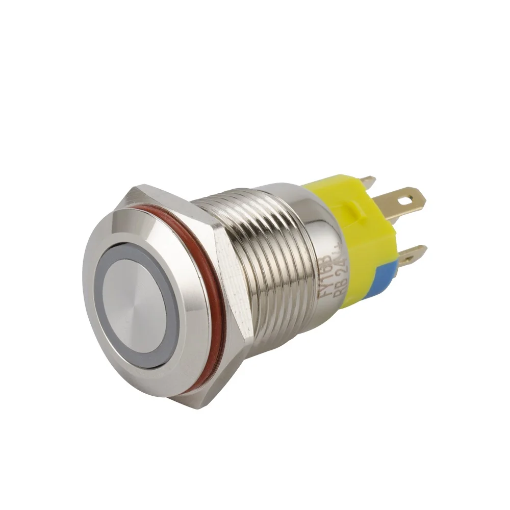 Quality 16mm metal led push button switch waterproof self-recovery/self-locking switch with light factory outlet