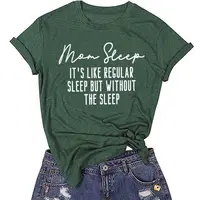 

Summer Winter Mom Sleep Tees Plus Size Woman Letter T shirt Mother Day Gift Tops