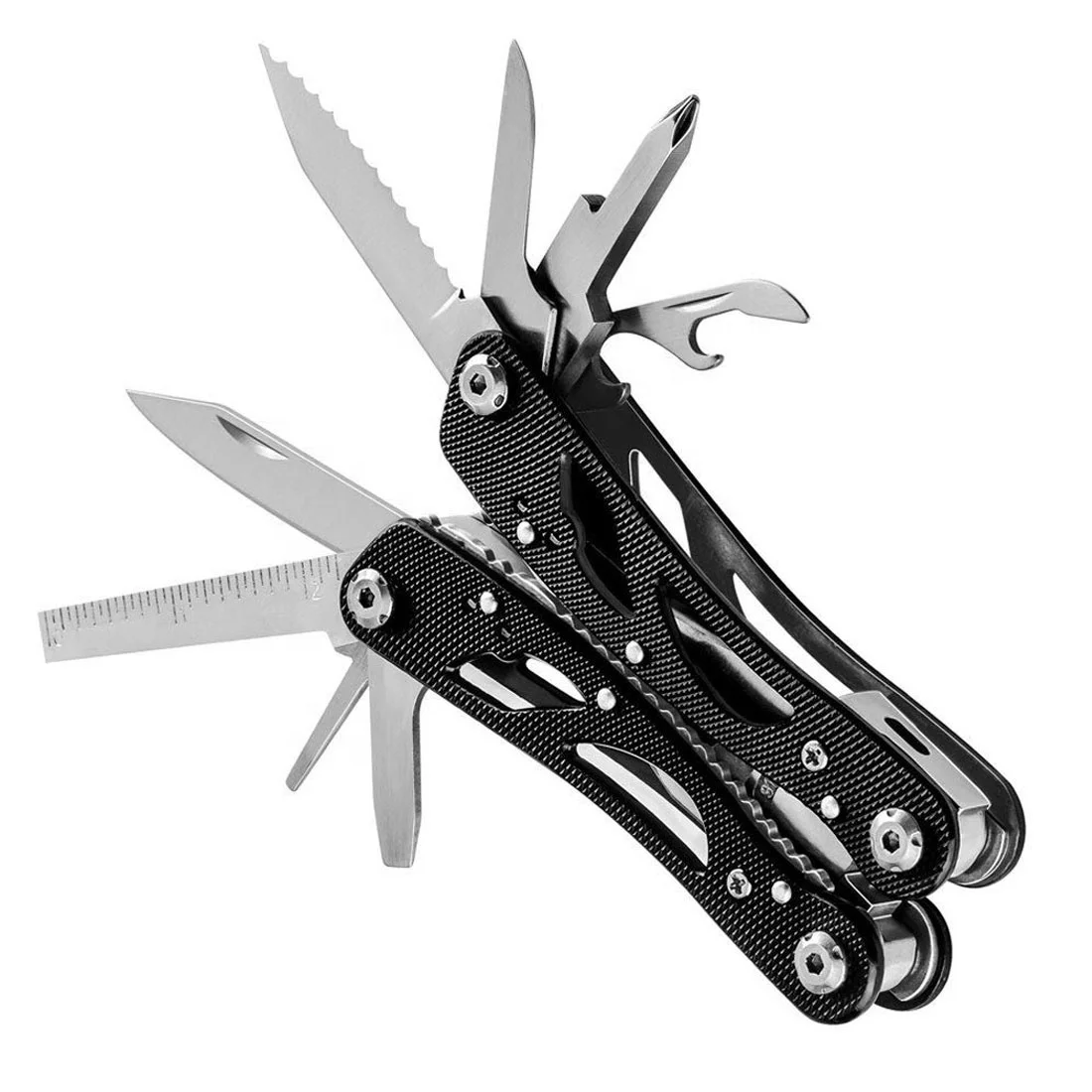 

Stainless Steel Multitool Outdoor Climbing Carry 11 in 1 Combination Pliers, Black