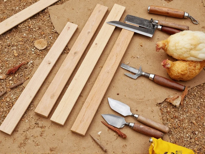 Chicken coop construction tools laid out