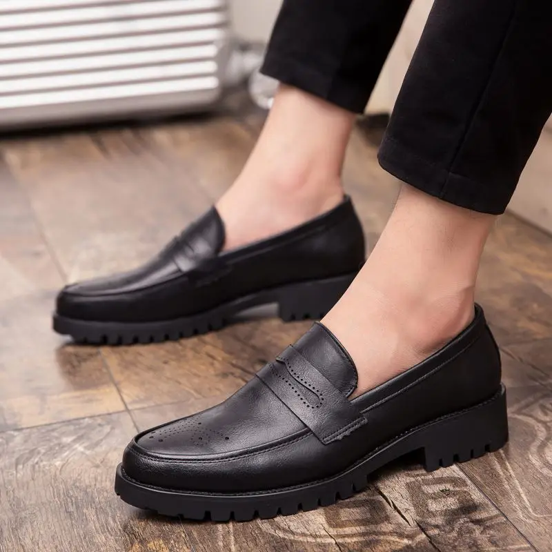 

Pure Color Flat Heel Woven Loafers High Quality Breathable Neck Leather Shoes for Men And Women, Black,brown