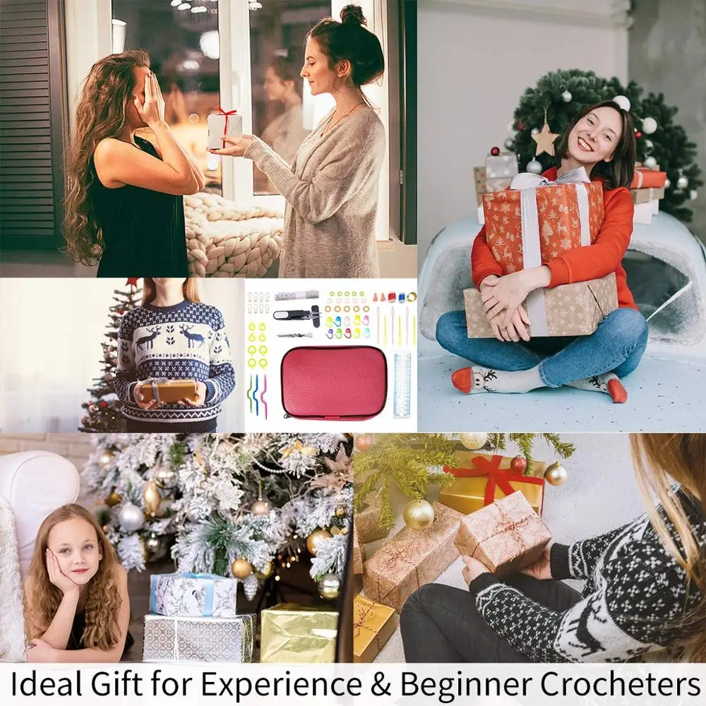 
Hot Selling 72 PCS Crochet Hooks Set 12 Ergonomic Crochets Aluminum Soft Handles 9 Knitting Needles 10 Stitch Markers 