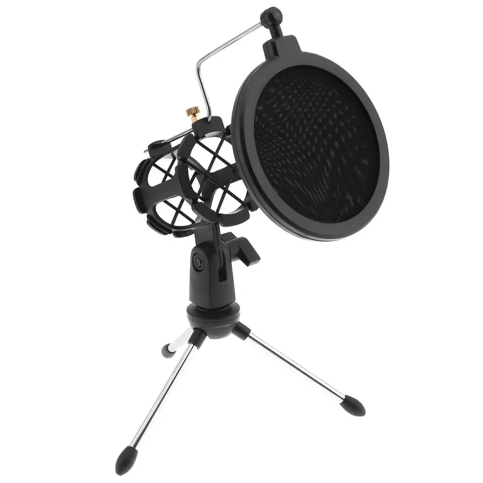 

Wholesale Microphone Pop Filter Holder desktop tripod microphone arm stand, Black