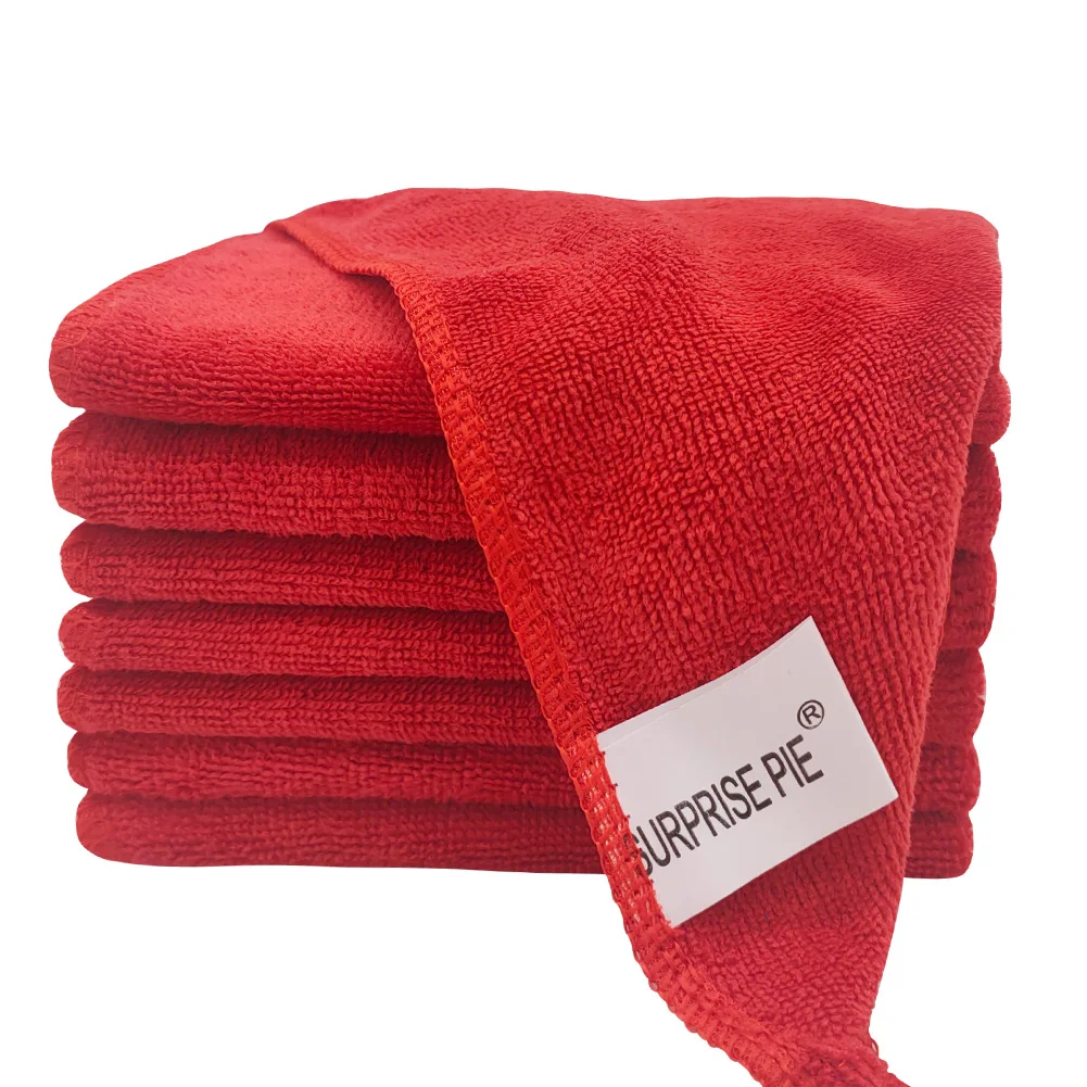 

Microfiber Cleaning Towel Thick Big Heavy Cloth  250GSM Red Color 8 PIECES Premium Quality Quick Drying Easy Washing