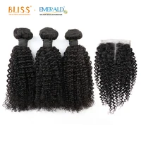 

Bliss Emerald 3+1 Baby Deep Indian Human Hair Cheveux Indiens Afro Kinky Curly Weave Virgin Human Hair 3 Bundles with Closure