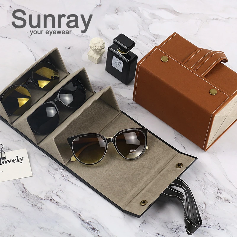 

Multifunctional Jewelry Glasses Storage Box Multi-Cell Gift Box, PU Leather Luxury Handmade Glasses Case For 2-6 Pcs Sunglasses/