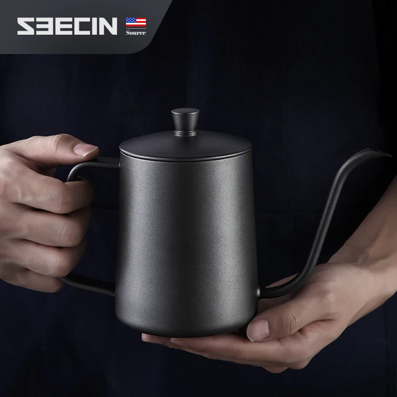 

600ml Black Unique Stainless Steel Hand Coffee Kitchen Tool black Teflon Long uitable for Hand Brewing Coffee