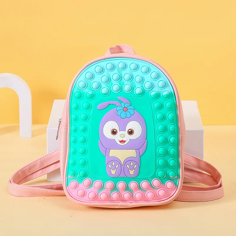 

large capacity cartoon bear fidget real pop-it backpack silicone pop it fidget back pack rabbit pop it backpack for woman