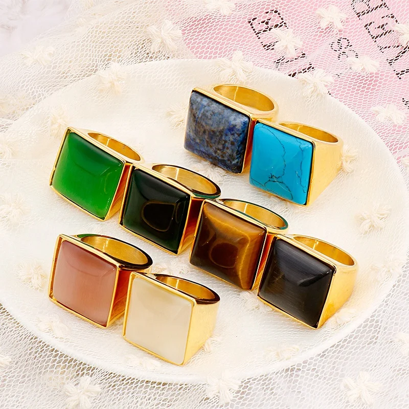 

Unisex ring 316 stainless steel ring jewelry garnet stone ring, Picture shows