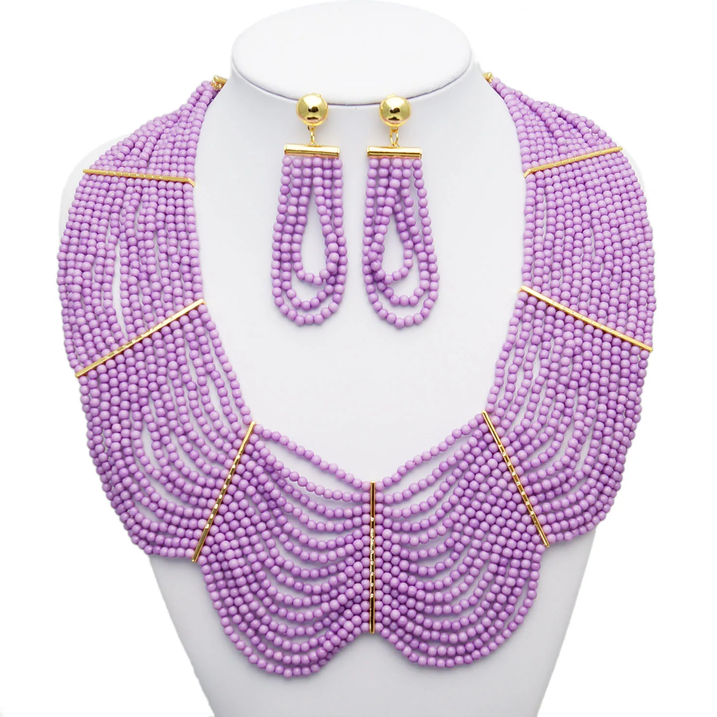 

Hot Sale Bohemian Necklace Women Fashion Multi Layer Strand Necklace Chunky Statement Beads Necklace