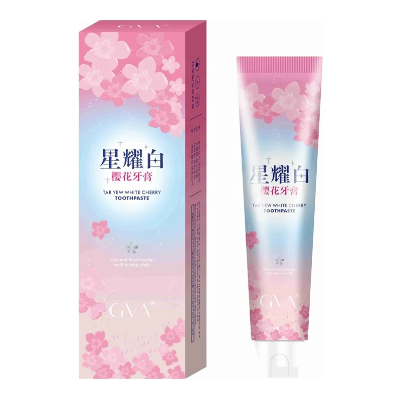 

OBM Fresh Oral care appliances Whitening Cherry Blossom Pink Sakura Toothpaste Dispenser Aim Bite Repair Herbal Toothpaste 160g