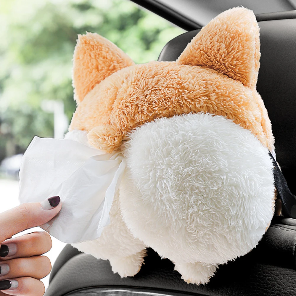 

Hot Products Plush Animal Cartoon Tissue Box For Car Decoration Car Tissue Box Holder