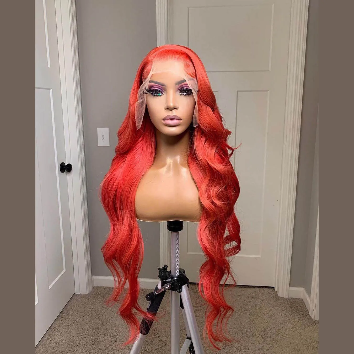 

Transparent Lace Red Orange Peruque Cheveux Humain Perruque Cabello Wholesale Humanhair Wigs Colored Body Wave Lace Frontal Wigs