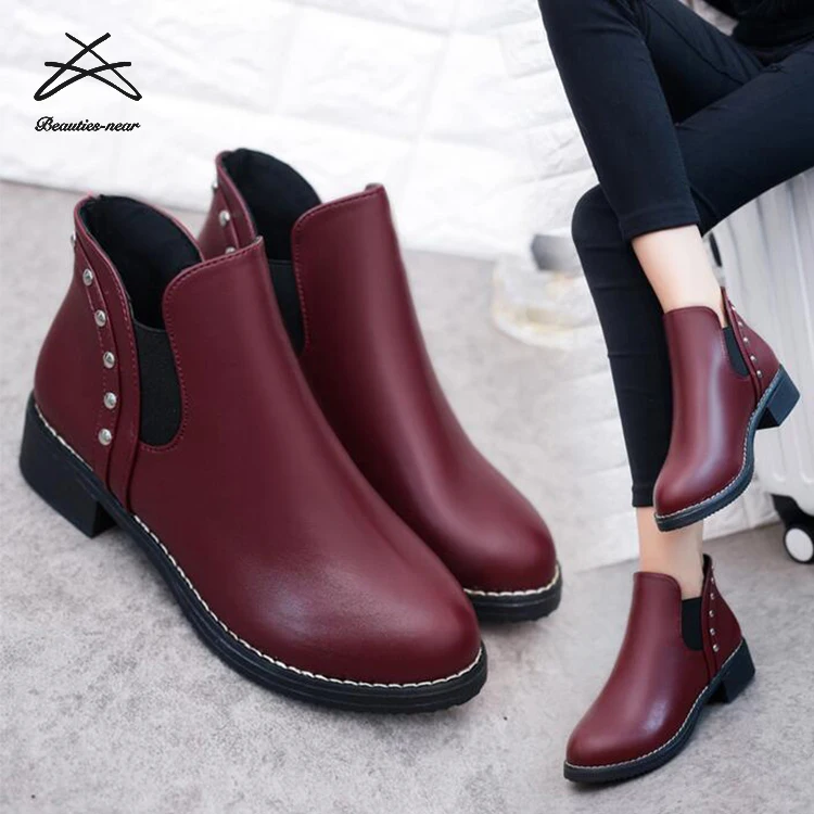 

RTS Fashion women short ankle boots black Combat classic PU warm lady shoes boots, Black,brown,maroon,silver