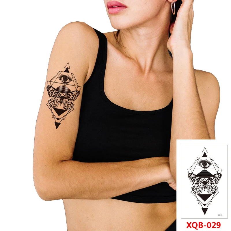 

High Quality Waterproof Black Men Arm Leg Chest Shoulder Temporary Sticker Tattoo, Black etc