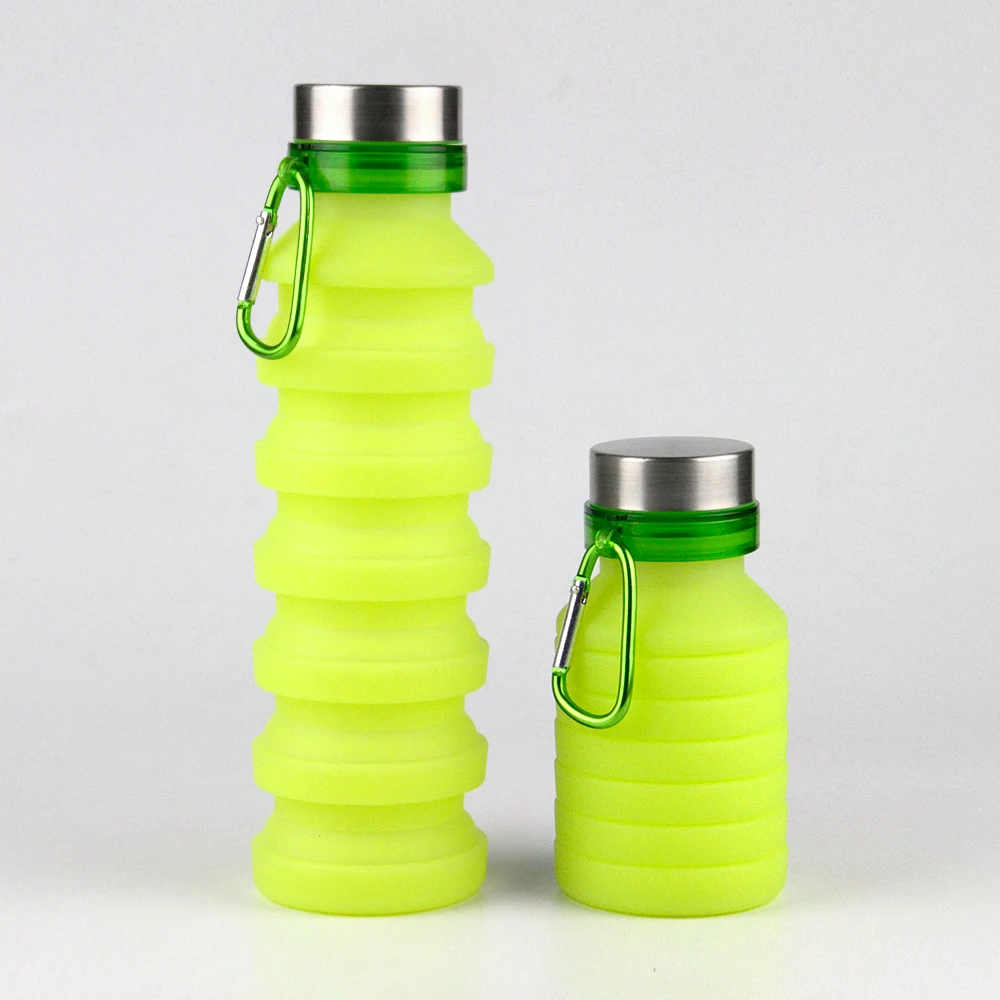 

Sports soft silicone collapsible water bottle 550ml leakproof customized color supplier, Can be customized as per the pantone number