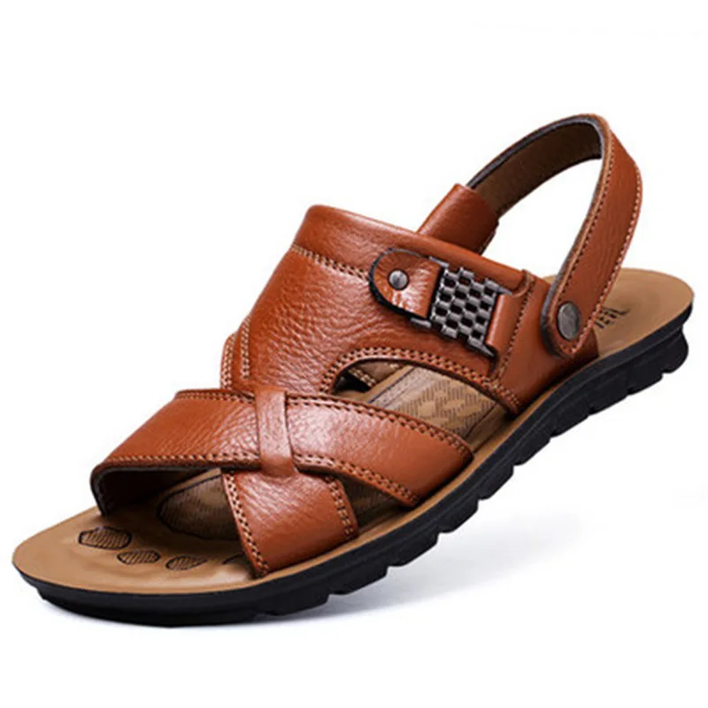 

Size 13 China Wholesale Summer Beach Sandals Outdoor Fun Genuine Leather Sandals for Men, Black,brown,khaki