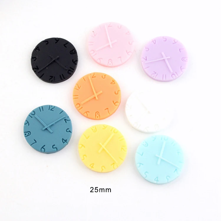 

yiwu wintop fashion accessories new design colorful round clock shape flat back resin cabochon for diy craft