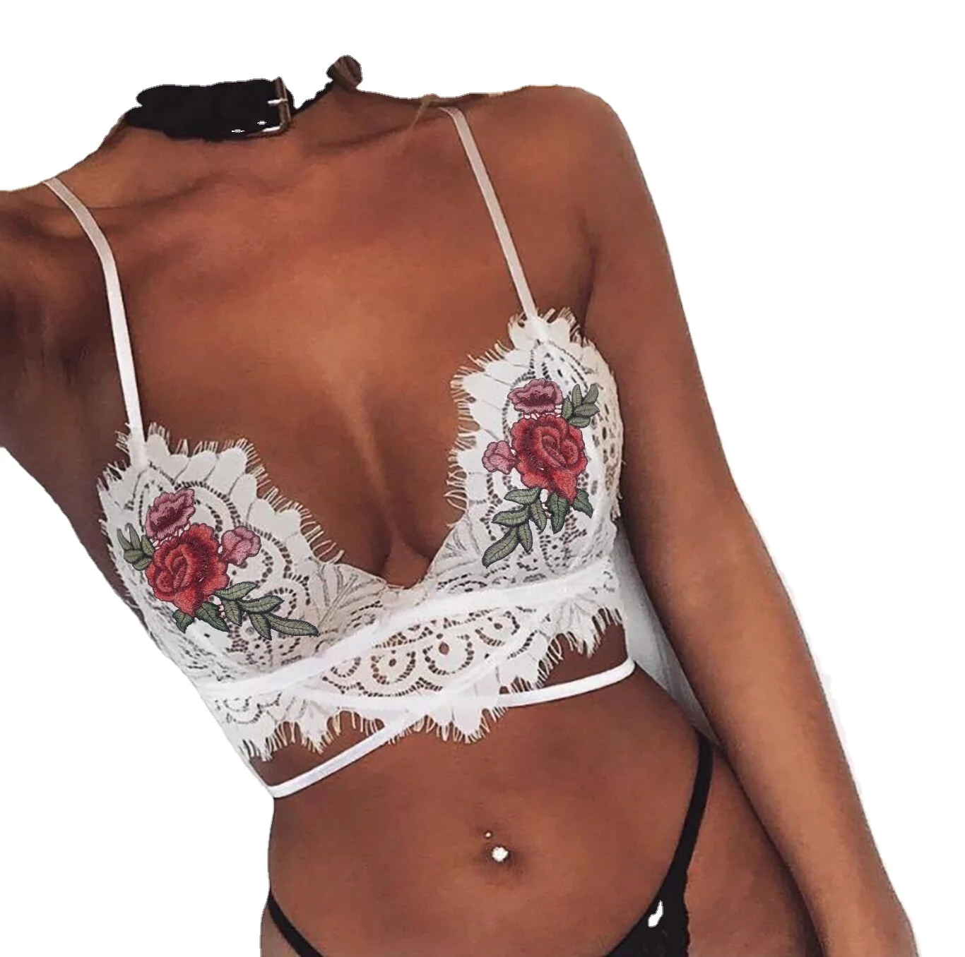 

Women's interesting underwear summer new eyelash flower embroidery sling plus size underwear bra brief sets plus size underwear