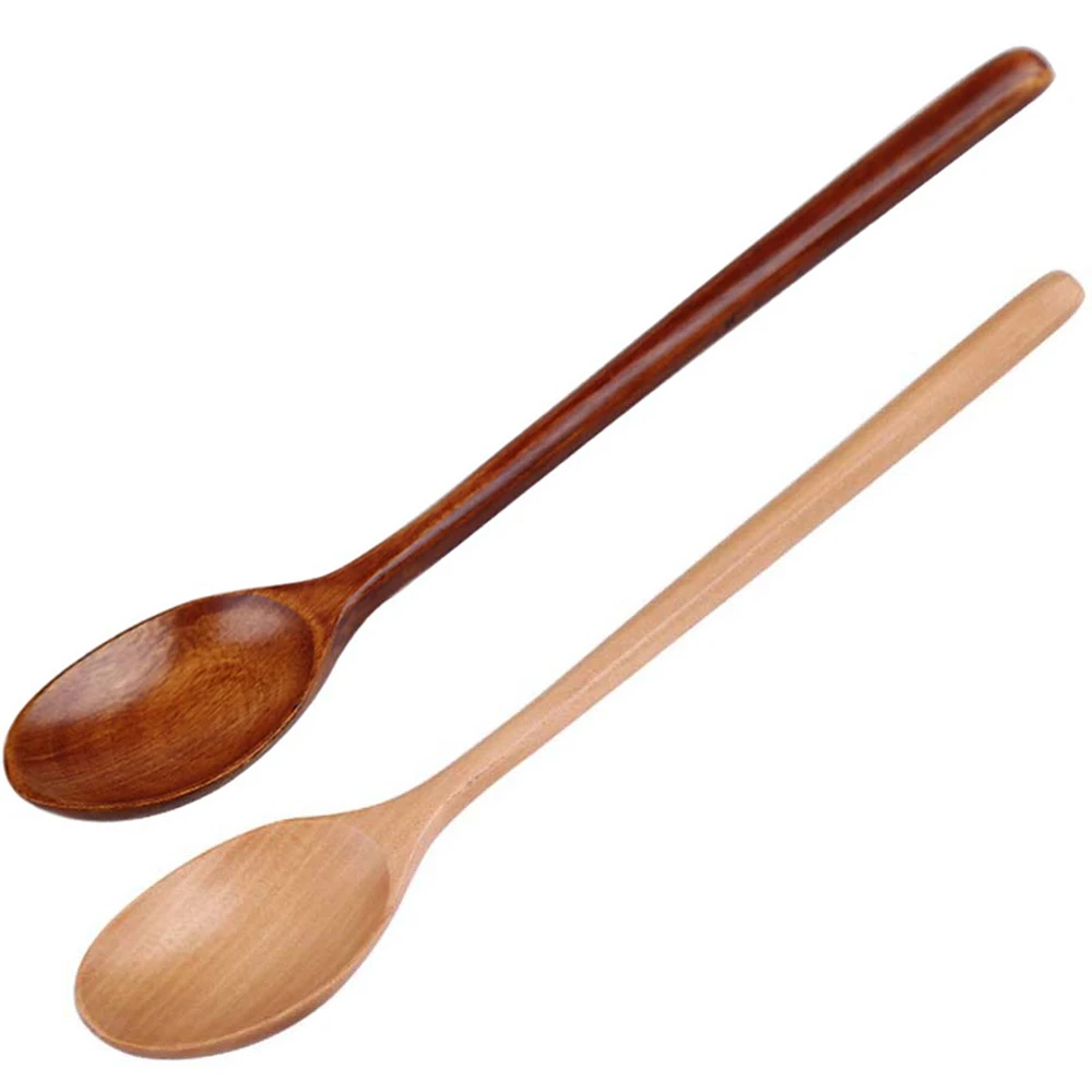 

Natural Wood Spoon Fork Bamboo Kitchen Cooking Dining Soup Tea Honey Coffee Utensil Tools Soup-Teaspoon Tableware, Wood color