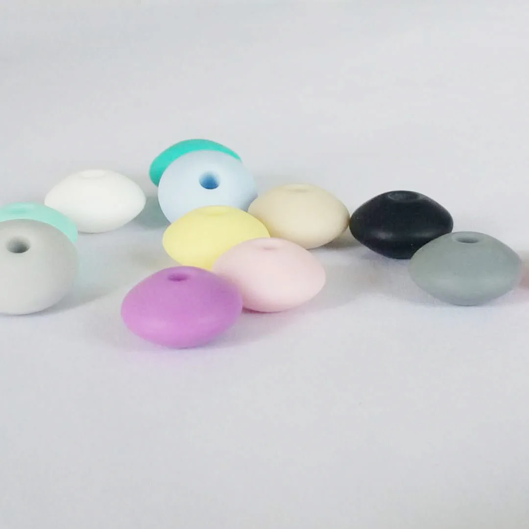 

12MM Flat Silicone Loose Beads Food Grade for Baby Molar Necklace Jewelry, 19colors