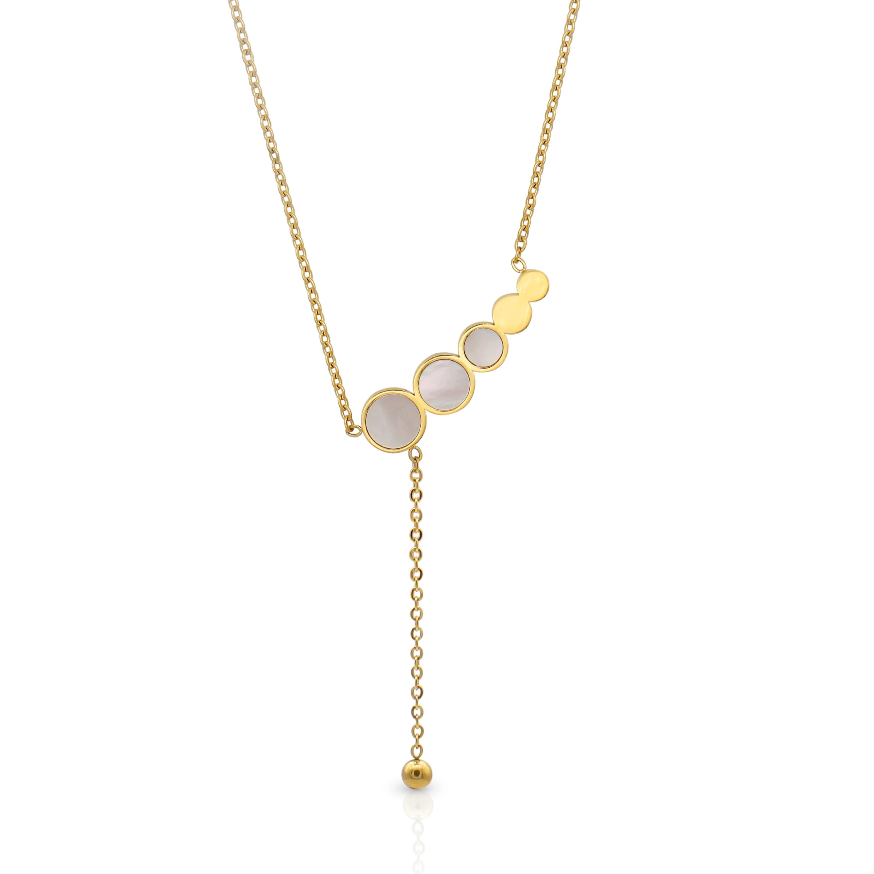 

Chris April fashion jewelry 316L stainless steel PVD gold plated personalized natural shell necklace with ball pendant