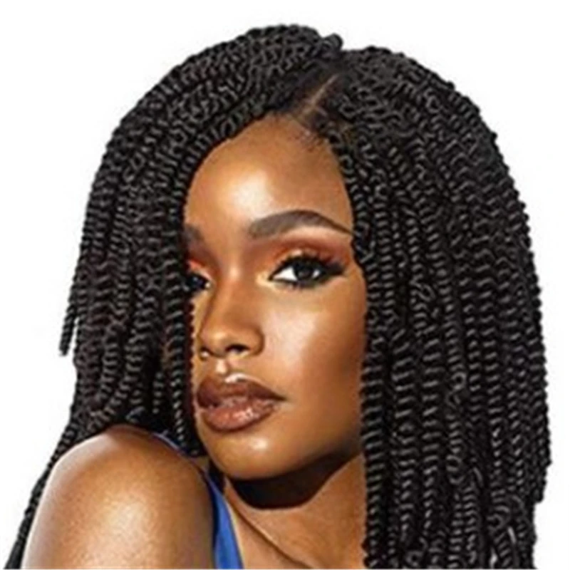 

8 inch spring twist chemical fiber wig low temperature silk spring curled dirty braid for black women