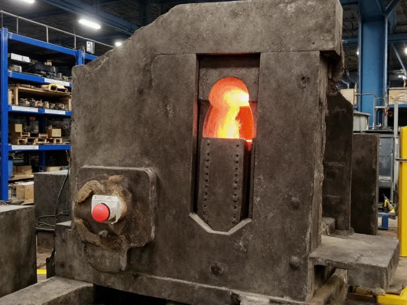 Completed small metal casting furnace with safety gear