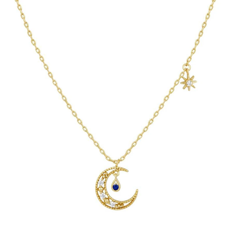 

Fashion Brass Jewelry INS Style Moon Star Gold Plated Necklace For Women 2021