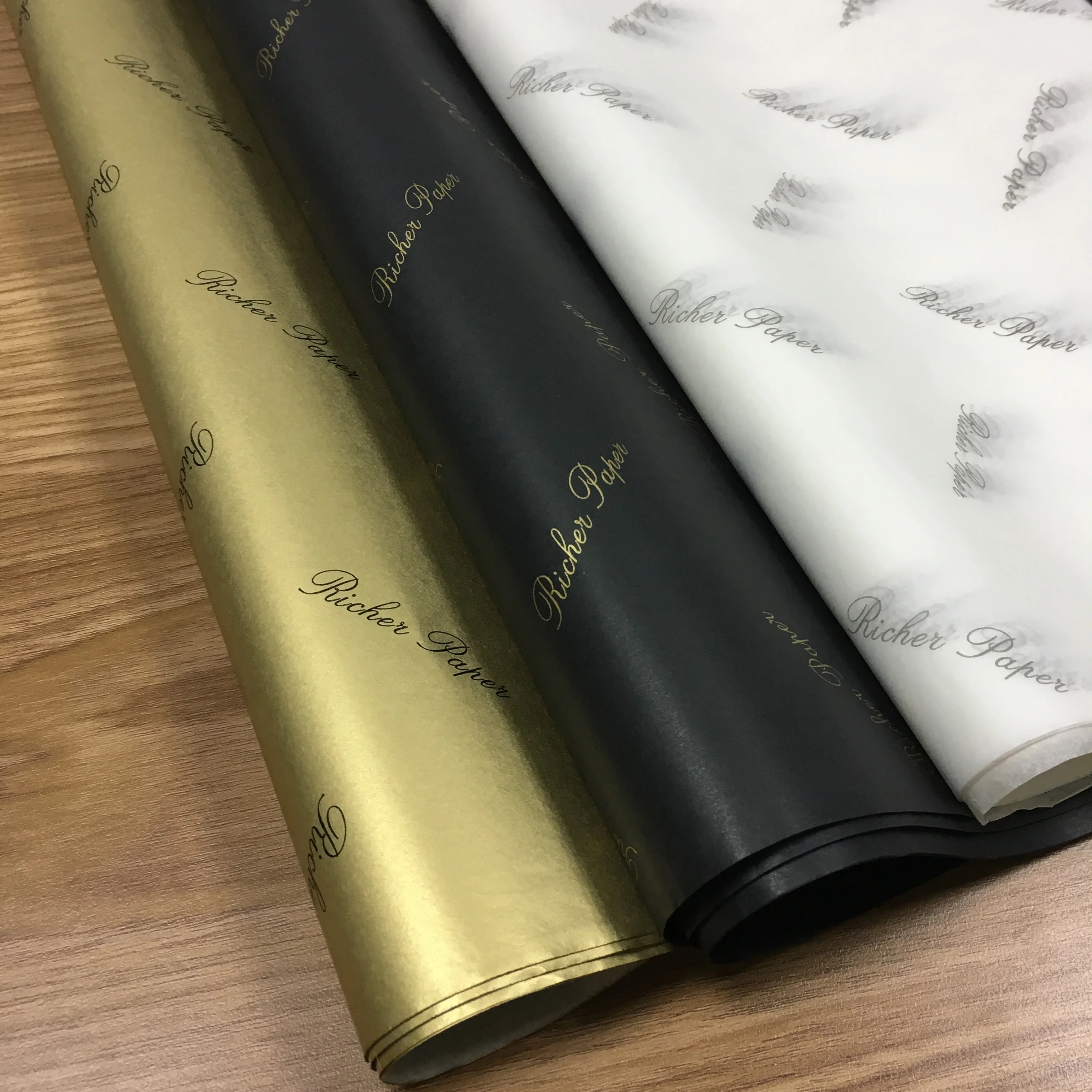 

custom logo Luxury packing black Golden gift silk Wrapping tissue Paper
