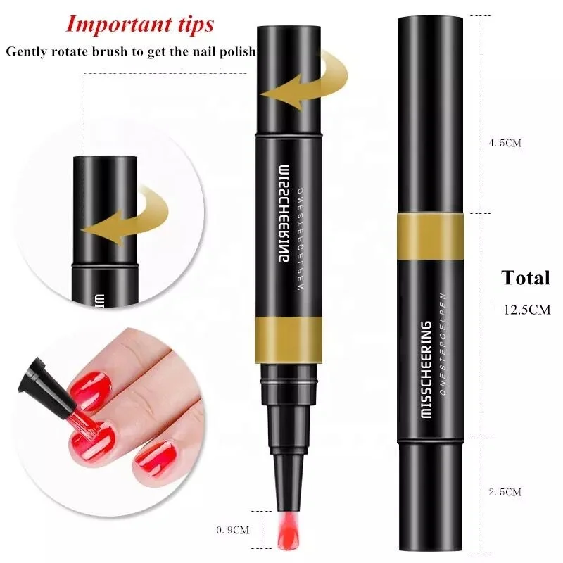 

1pcs Nail Painting Varnish Pen One Step 3 In 1 Colors Nail Gel Lacquer Glitter Polish Easy To Use Not Need Base Top Coat Primer, 24 colors, as the picture shows