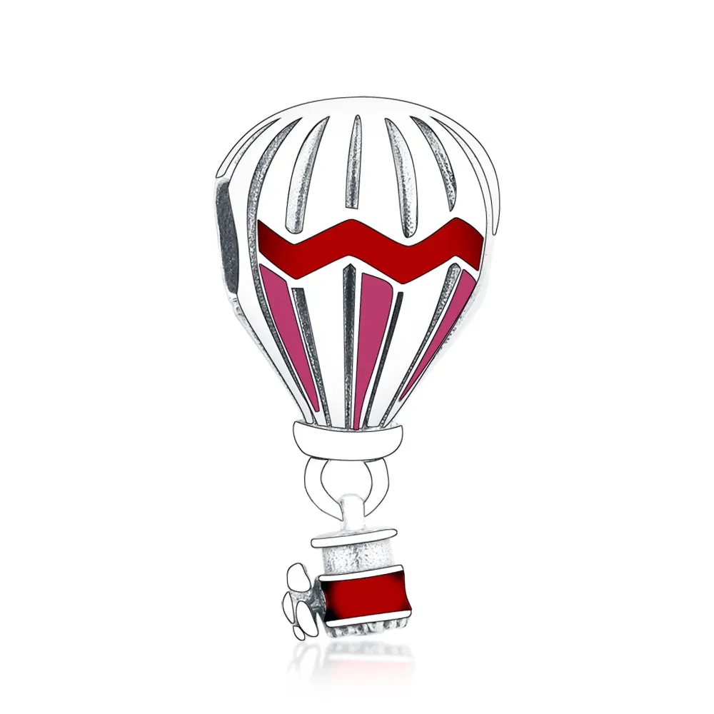 

Wholesale 925 Sterling Silver Polish Red Enamel Fire Hot Air Balloon Beads Charm For Bracelet Necklace Jewelry Making