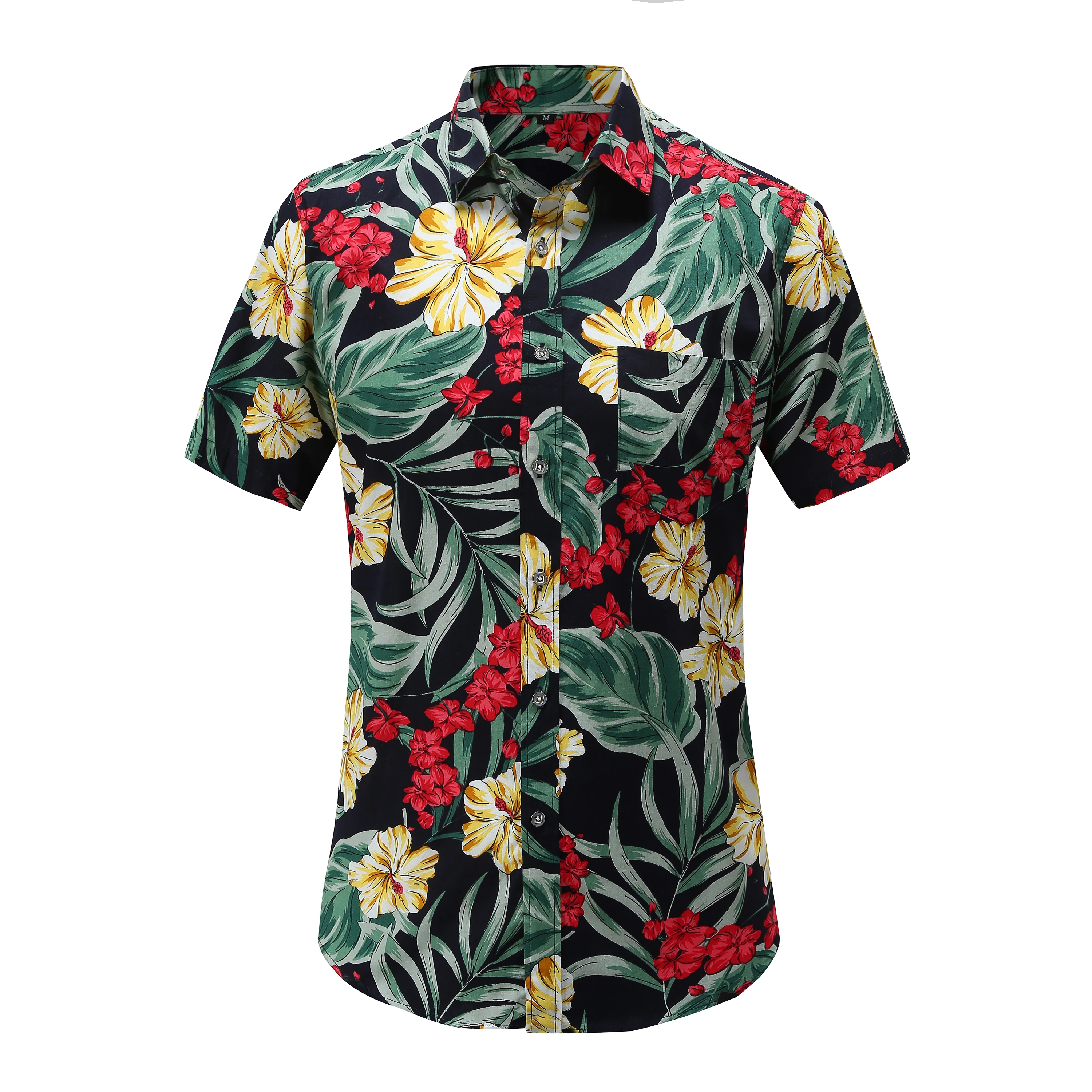 

Wholesale In Stock Summer Color Printed Mens Floral Short Sleeve Vintage Hawaiian Shirts For Man