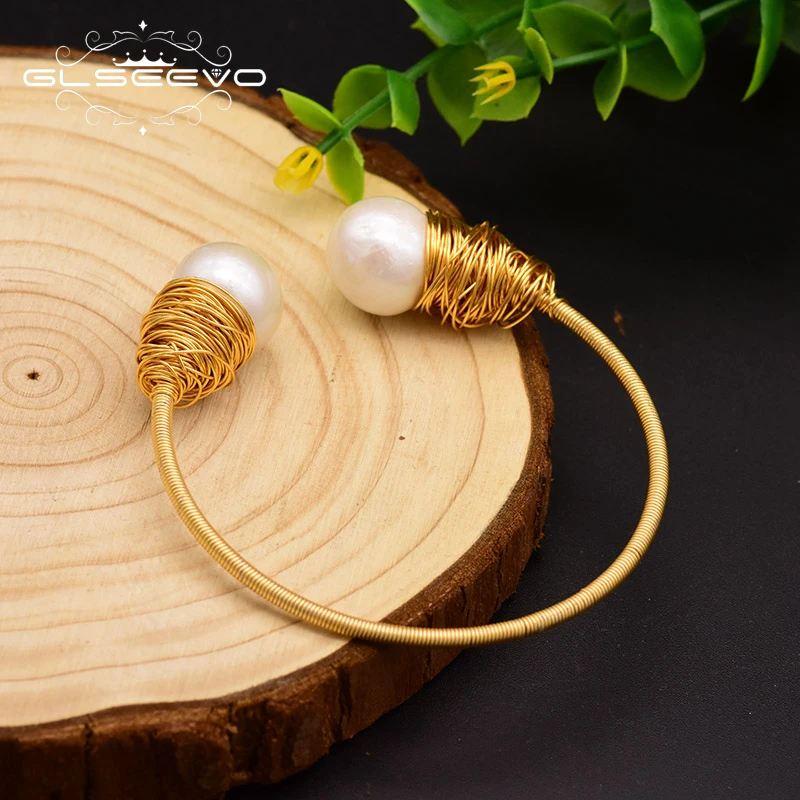 

Natural Freshwater Pearl Adjustable Bangle For Women Wedding Handmade Jewelry