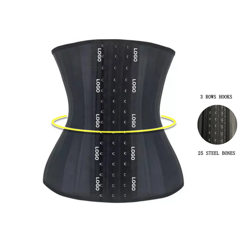 

Custom Logo Smooth Natural Latex Corset 25 Steel Boned Waist Cincher Corset Slimming Abdomen Sauna Sweat Women Latex Corset