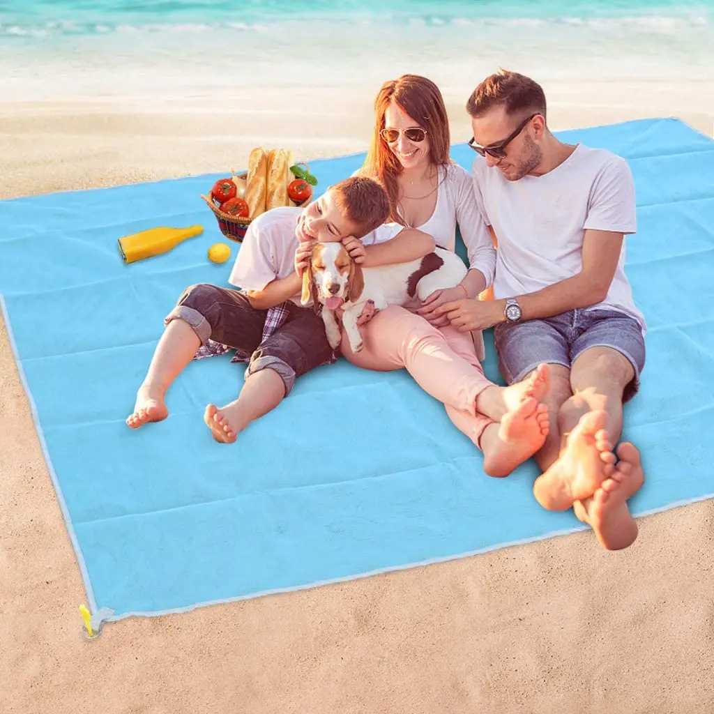 

Picnics Portable Pocket Sized Sand-Free Beach Blanket Beach Mat Sand Proof Waterproof Family Beach Mat