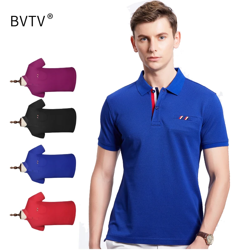 

custom mens side split front chest pocket t shirt polo with logo
