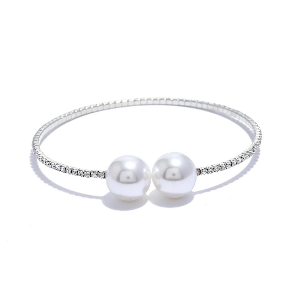 

Fashion silver crystal white pearl bracelet for women wholesale NS10271, Picture