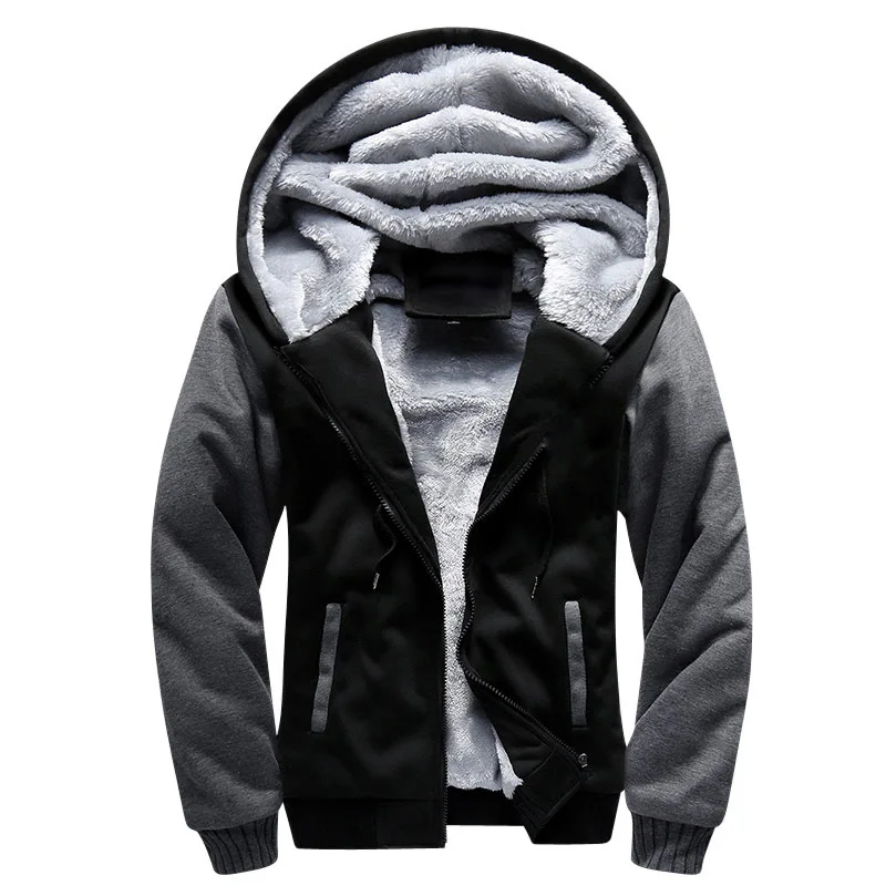 

Men's Fall/Winter Fleece Thickened Cardigan Hoodie street fashion Oversize Cotton-padded jacket