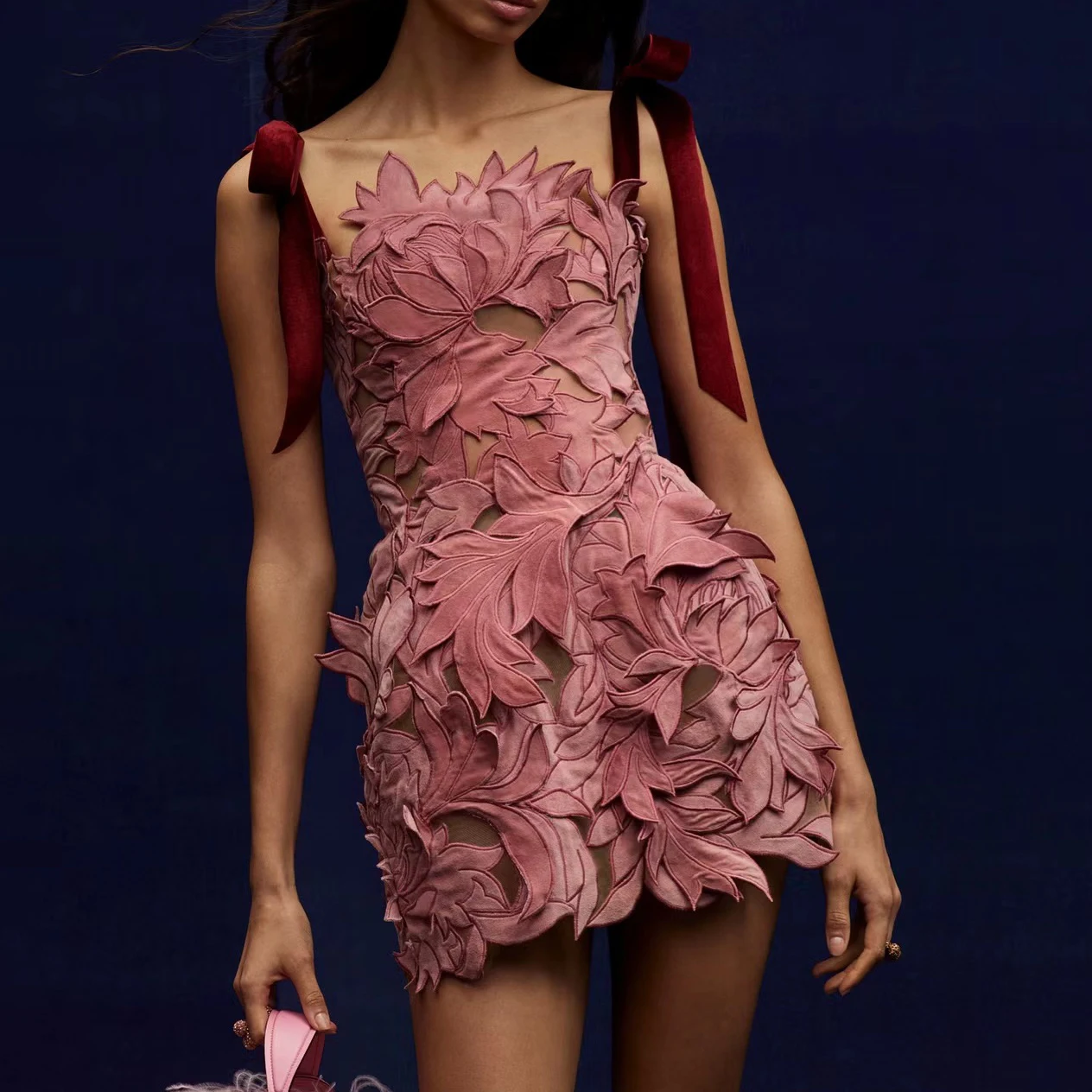 Ruffles Backless Bodycon Evening Party Dress